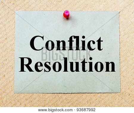 Conflict Resolution Written On Paper Note