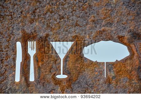 Rusty Oxidated Restaurant Sign