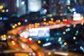 Abstract bokeh light of city road curve night