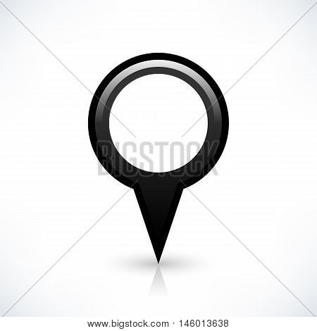Blank map pin location sign circle shape icon with gray shadow and gradient reflection isolated on white background in simple flat style. Web design element save in vector illustration 8 eps