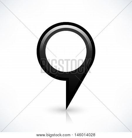 Blank map pin location sign circle shape icon with gray shadow and gradient reflection isolated on white background in simple flat style. Web design element save in vector illustration 8 eps