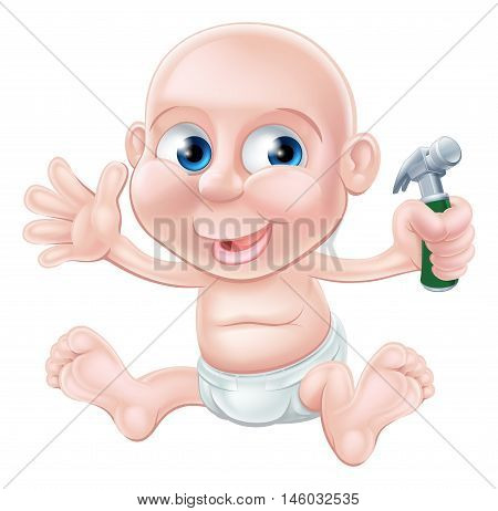 Cartoon Baby Holding Toy Hammer
