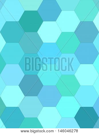 Cyan color hexagon mosaic vector background design