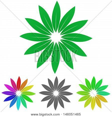 Green leaves logo vector. Leaves icon symbol design template set for biology, nature, garden, life, enviroment concepts.