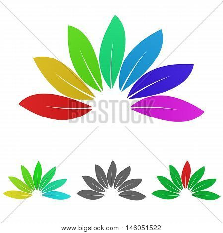 Colorful nature logo vector. Nature icon symbol design template set for plant, leaves, garden, enviroment, biology concepts.