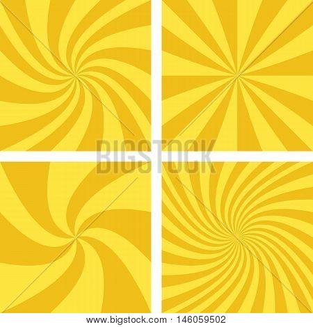 Golden and light brown vector spiral design background set.
