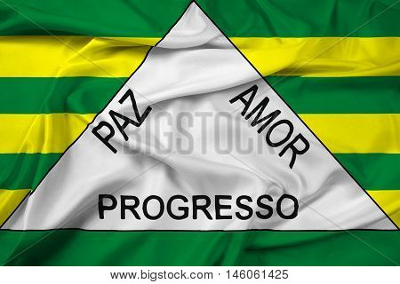 Waving Flag of Ferros Minas Gerais State Brazil, with beautiful satin background. 3D illustration