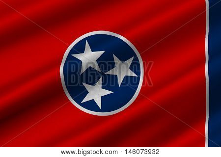 Flag of Tennessee is a state of United States. 3D illustration