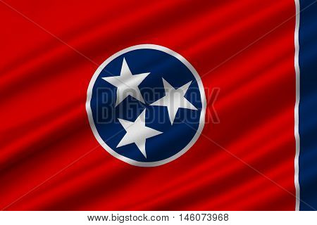 Flag of Tennessee is a state of United States. 3D illustration