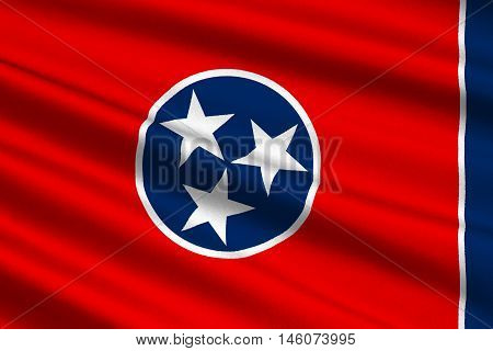 Flag of Tennessee is a state of United States. 3D illustration