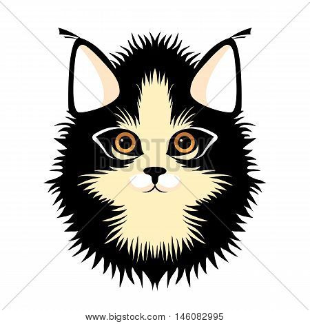 Cat head face vector illustration style Flat