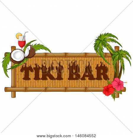 Vector design of Tiki bar poster on bamboo