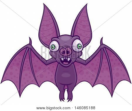 Vector cartoon illustration of a wacky vampire bat.