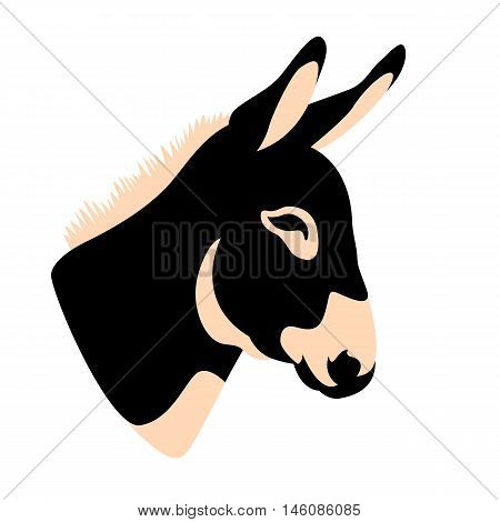 donkey head face vector illustration style Flat
