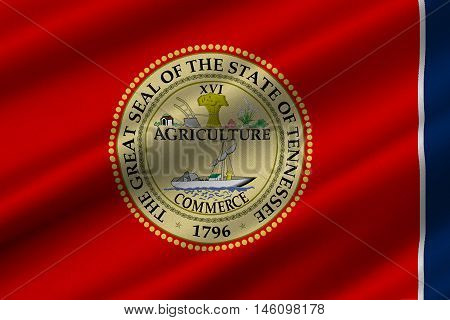 Flag of Tennessee is a state of United States. 3D illustration
