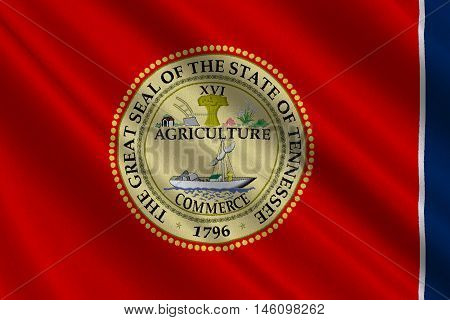 Flag of Tennessee is a state of United States. 3D illustration