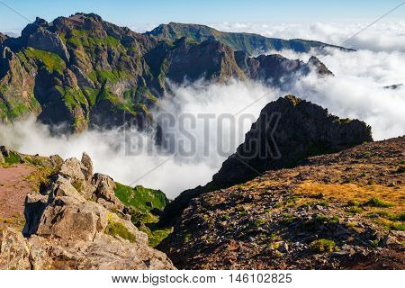 Pico Ruivo And Pico Do Areeiro, Beautiful Mountain Landscape, Central Madeira, Portugal