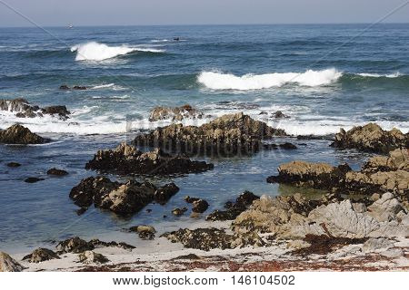 This is an image of the incoming tide at Asilomar State Preserve in Pacific Grove, California.