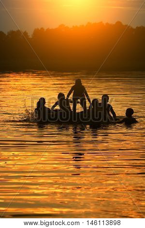 Photo was made during the summer holidays on the lake evening time.