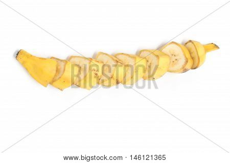 Slices of Banana Prata isolated on white background