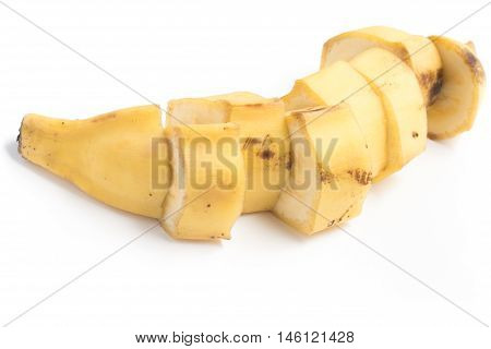 Slices of Banana Prata isolated on white background
