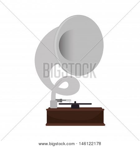 gramophone vynil musical device. retro music object. vector illustration