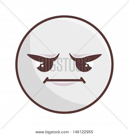 kawaii cute cartoon angry expression face emoticon. vector illustration