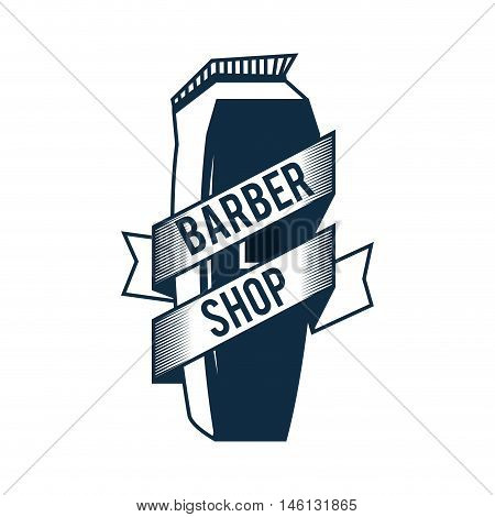 barber trimmer with label. barbershop professional equipment. vector illustration