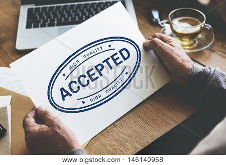 Accepted Approve Authorised Certified Decision Concept