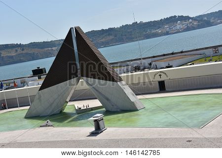 LISBON, PORTUGAL - AUG 21: Monumento aos Combatentes do Ultramar at Belem in Lisbon, Portugal, as seen on Aug 21, 2016. This monument was erected for the soldiers that lost their lives during the 1964-1971 conflict in Africa.