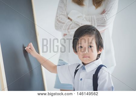 Tired Asian student doesn't want to learn