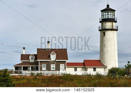Highland Lighthouse, oldest and tallest on Cape Cod, built in 1797, North Truro, Massachusetts, USA. 