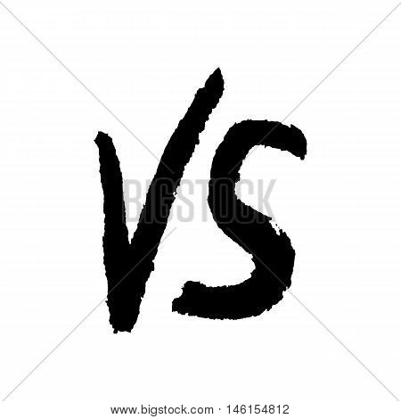 black water color versus sign. concept of relation, together badge, opposite, assault, fighting, war, confrontation, hand drawn painting. sketch style trendy modern design eps10  vector illustration
