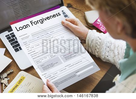 Loan Forgiveness Debt Filling Application Concept