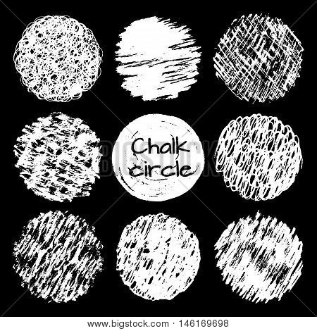 Hand drawn chalk lines scribbles circles different textures vector set. Grunge shapes. Vector design elements collection.