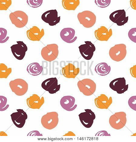 Vector seamless pattern in trendy autumn palette. Modern abstract brush spot artistic pattern. Hand drawn ink elements. Reguler repeating. Use for textile design store wrapping decoration