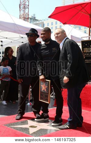 LOS ANGELES - SEP 7:  Terry Lewis, aka Jimmy Jam, Usher Raymond, Harvey Weinstein at the Usher Honored With a Star On The Hollywood Walk Of Fame at the Eastown on September 7, 2016 in Los Angeles, CA