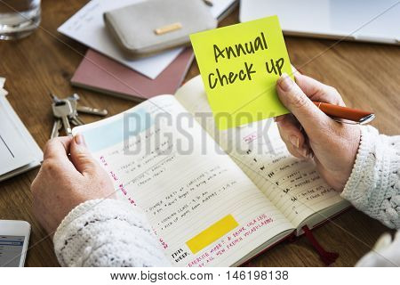 Annual Check Up Yearly Evaluation Assessment Concept