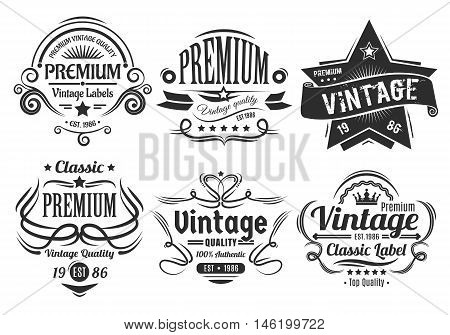 Six scalable old school retro vintage labels.