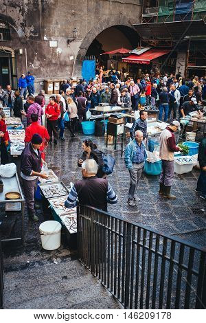 Catania, Crowds At The Fish Market