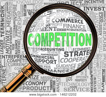 Competition Magnifier Shows Competitor Adversaries 3D Rendering