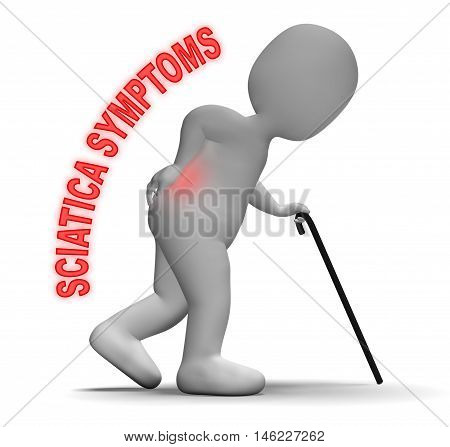 Sciatica Symptoms Character Represents Backache Problems 3D Rendering
