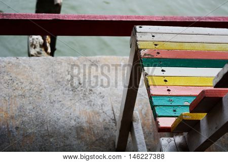 A clolourful bench in the floating market