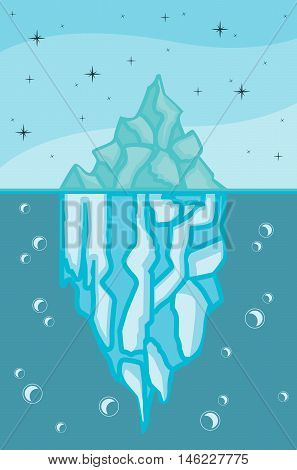 Landscape with an iceberg on a background of sea and sky