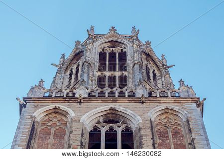 A view of the top and the observation deck Dom Tower. Utrecht. Netherlands.
