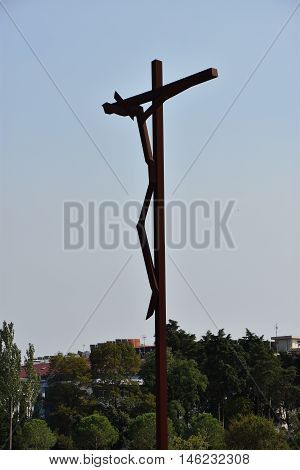 FATIMA, PORTUGAL - AUG 24: Sanctuary of Fatima in Portugal, as seen on Aug 24, 2016. It consists of a tall centralized bell-tower and nave, 213 ft in height, decorated by a 15,000 lb crown of bronze.
