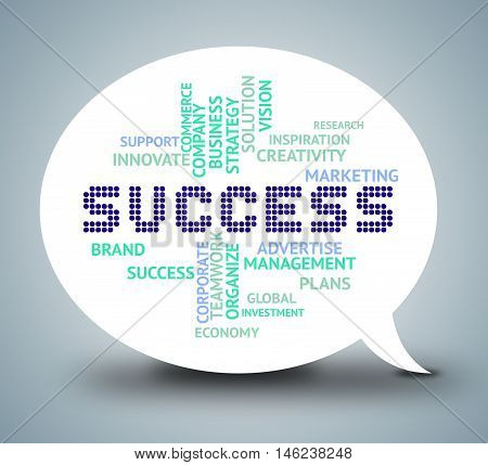 Success Bubble Means Triumphant Winning And Resolution