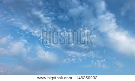 Photo of white clouds on a hot summer day. Picture taken in August 2016.