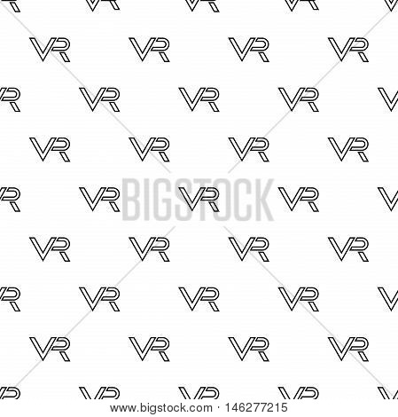 Seamless black and white pattern with vector VR logos