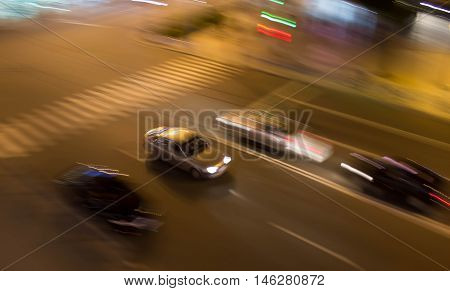 the movement in the pictures looks beautiful and interesting vehicles in trafficthe rotation of the wheels blur around
